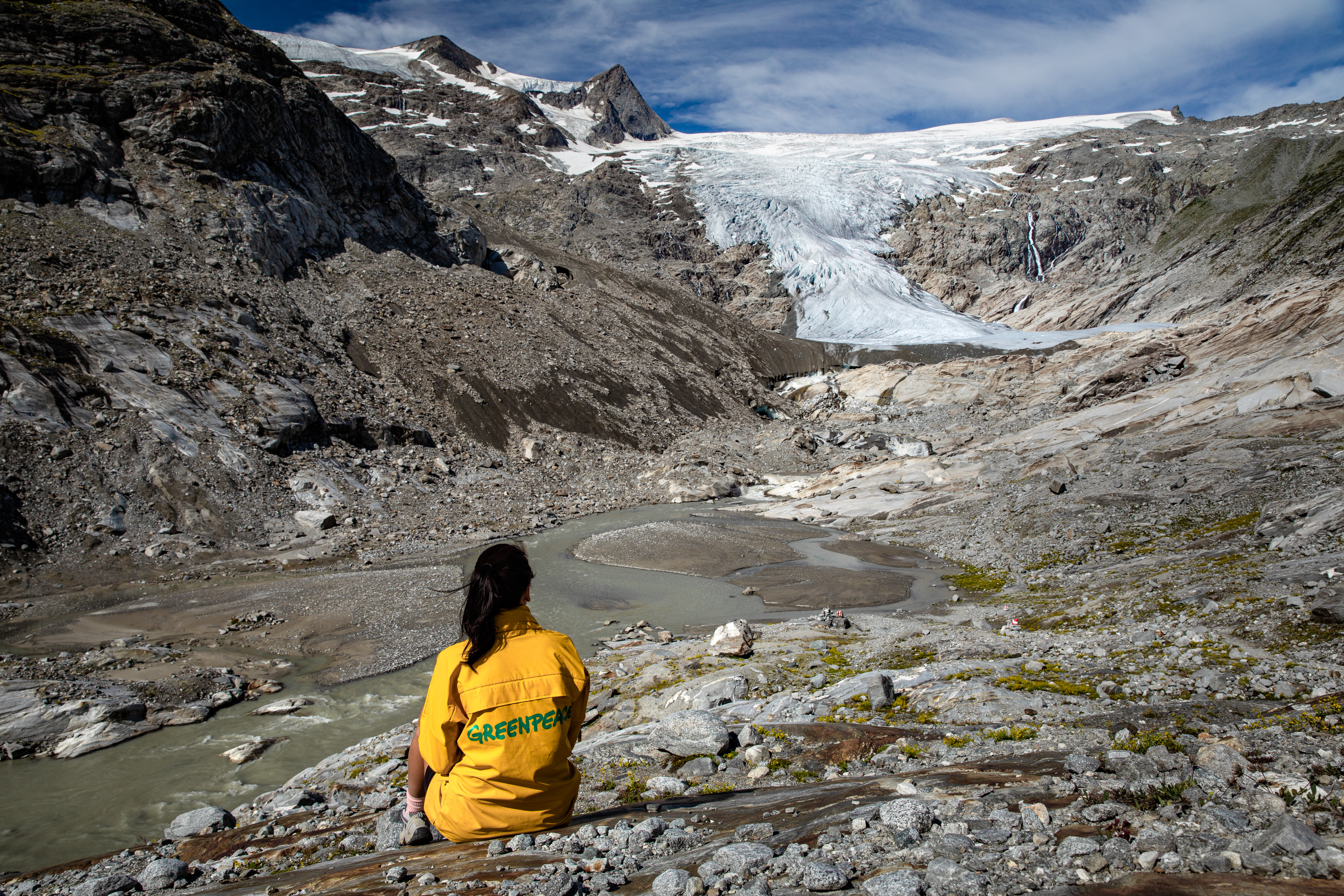 Ein Gletscher in Tirol, der durch den Klimawandel schmilzt.