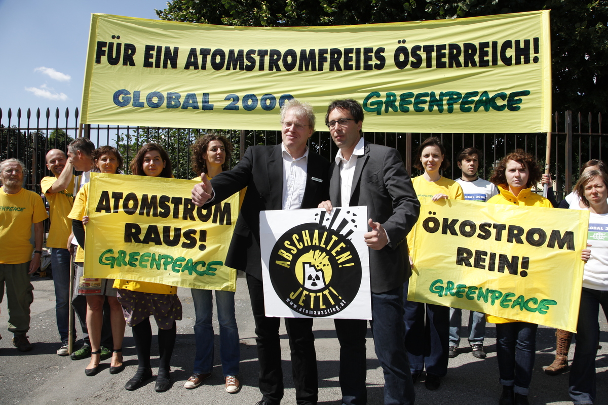 Banner-Aktion für ein atomstromfreies Österreich